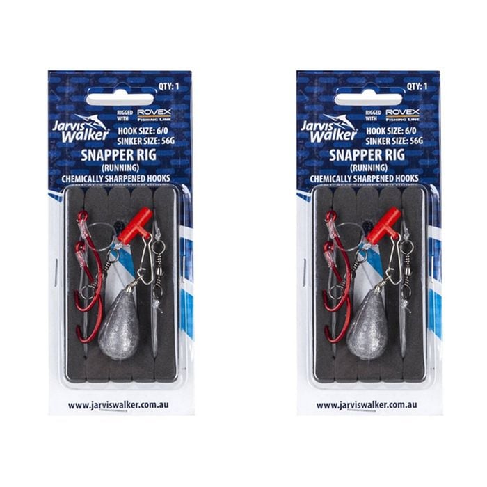 2x Jarvis Walker Running Snapper Rig with 56g Bomb Sinker Size 6/0