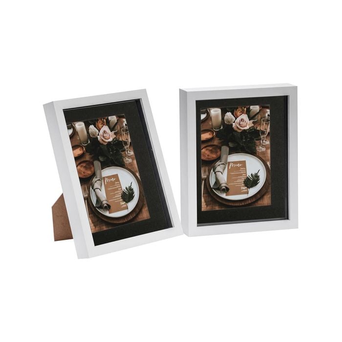 Nicola Spring 8" X 10" White 3d Box Photo Frames - 5" X 7" Mount - Pack Of 2