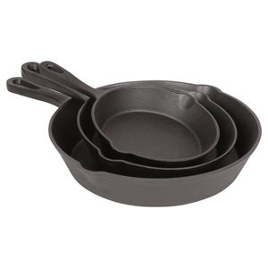 BobbyQ 3 Piece Cast Iron Frying Pan Set - 6" | 8" | 10"