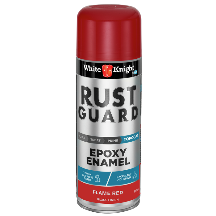 White Knight Rust Guard 310g Flame Red Gloss Epoxy Enamel Spray Paint