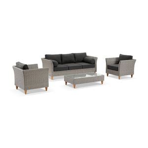 Carolina 3+1+1 Seater Outdoor Wicker Patio Lounge Set With Coffee Table