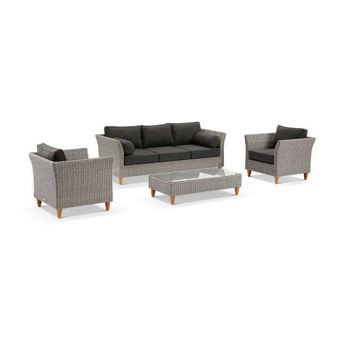 Carolina 3+1+1 Seater Outdoor Wicker Patio Lounge Set With Coffee Table