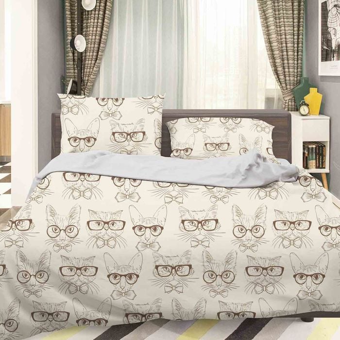 3D Beige Dog Cat Quilt Cover Set Bedding Set Pillowcases 44