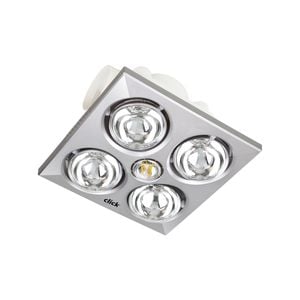 Click 4 x 275W Silver Ducted 3 in 1 Heater Bathroom Exhaust Fan - Silver