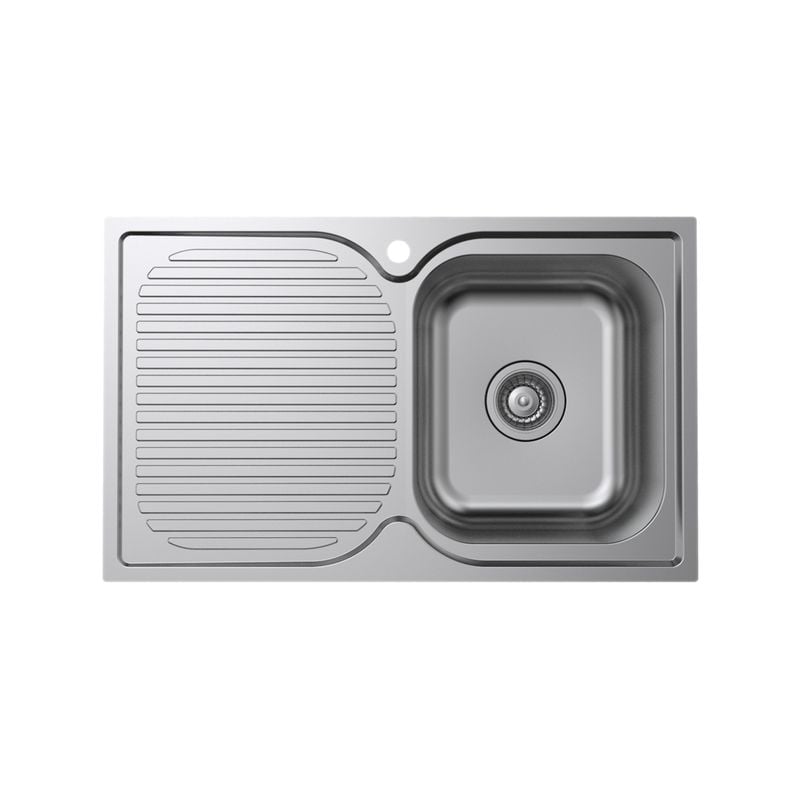780mm Stainless Steel Cadenza Right Hand Single Bowl Sink With Drainer