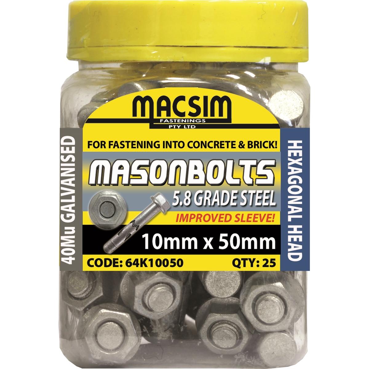 Macsim Fasteners 10 x 50mm Galvanised Sleeve Anchor - 25 Pack ...