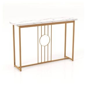 Costway 1.2m Hallway Table Console Table Entryway Display Table Faux Marble Tabletop