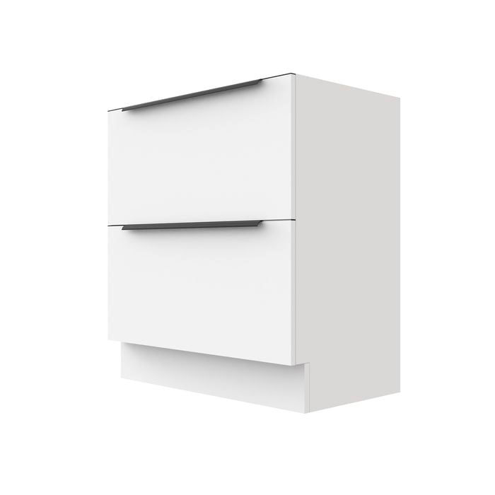 Stein 600 x 450 x 810mm White Select Floor Standing Black Integrated Handle Vanity - Cabinet Only