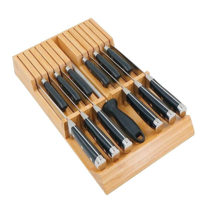 In-Drawer Knife Block Bamboo Organizer