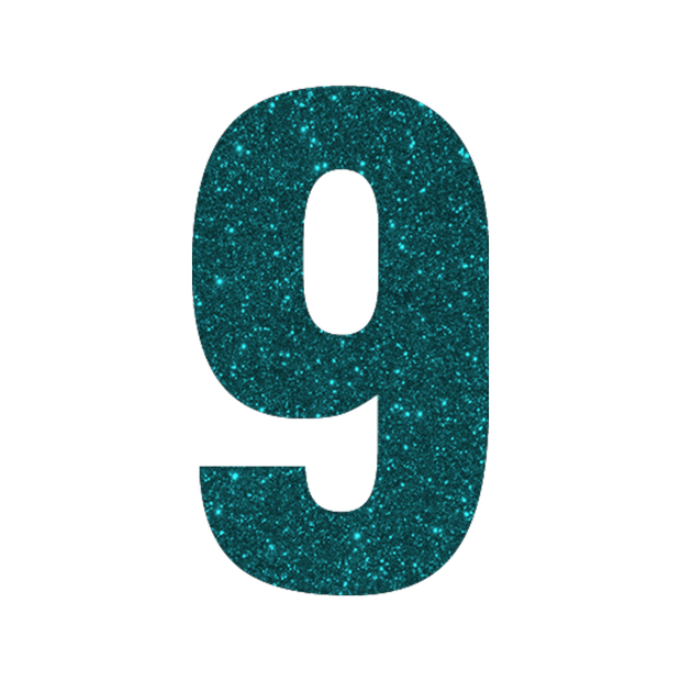 Glitter green number 9.