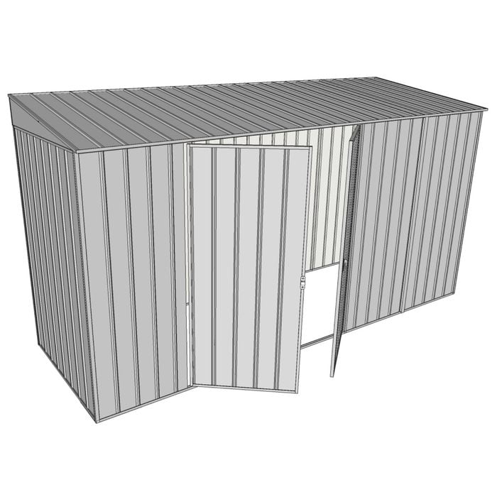 Build-A-Shed 1.2 x 3.7 x 2.0m Skillion Double Hinged Side Doors Shed - Zinc