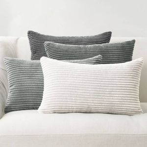 Gioia Casa Corduroy Velvet Cushion Covers - Soft Velvet Fabric with Hidden Zipper - Gradient Grey, 30cm x 50cm (Pack of 4)