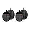 2x 2pc Ladelle Hemingway Taupe Cotton Linen Pot Holder Set Cookware Black