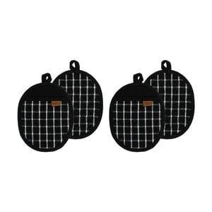 2x 2pc Ladelle Hemingway Taupe Cotton Linen Pot Holder Set Cookware Black