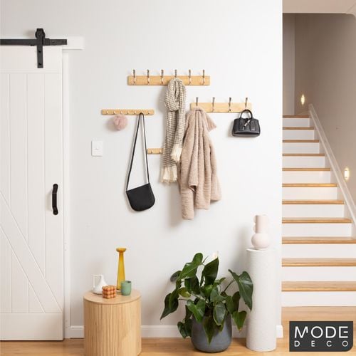 MODE 4 Chrome Hooks On Bamboo Board Key Rack Bunnings Australia