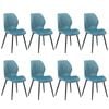 Oikiture Set of 8 Dining Chairs Upholstered Velvet Blue