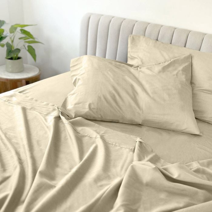 Odyssey Living Bamboo Blend Bed Sheet Set W/pillowcase Double Beach