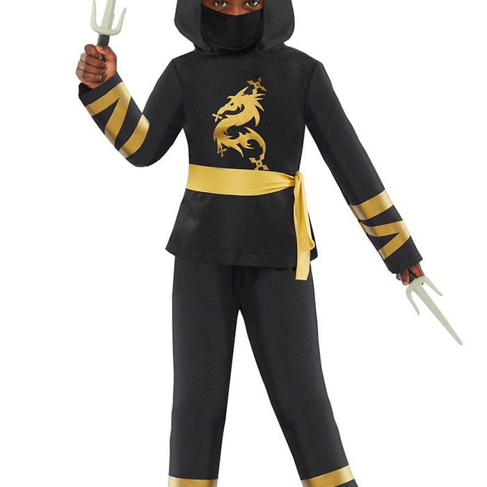 Dragon Ninja Boys Black And Gold Japanese Costume - 10-12
