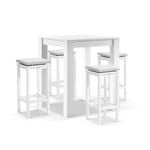 Santorini Outdoor Square Bar Table with 4 Avoca Bar Stools 4 Seats Square - White - Textured Olefin Grey
