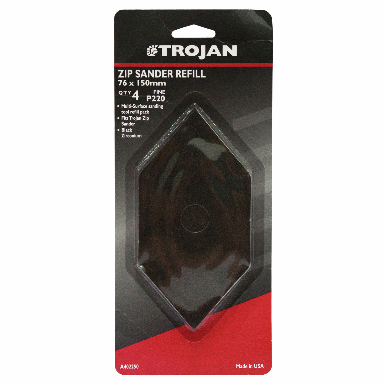 Trojan 220G Zip Sander Hook and Loop Sanding Sheet Refill - 4 Pack product image