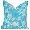 Kolka Blue Hamptons Soft Cotton Voile Decorative Block-Printed Cushion - Blue - Blue | 50 cm x 50 cm | 100% cotton voile