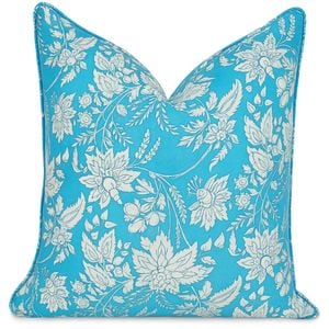 Kolka Blue Hamptons Soft Cotton Voile Decorative Block-Printed Cushion Blue