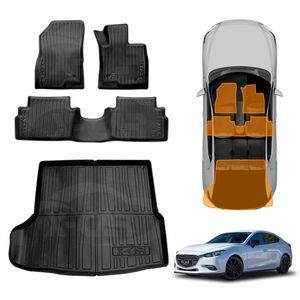 3d Floor Mats Boot Liner Set For Mazda 3 Sedan Bn Bm 2014-2019 All Weather Heavy Duty Cargo Car Trunk Luggage Tray