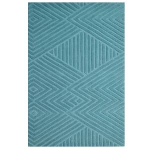 Contemporary Modern Wool Rug-Illusion 6392-Teal Blue-160x230cm