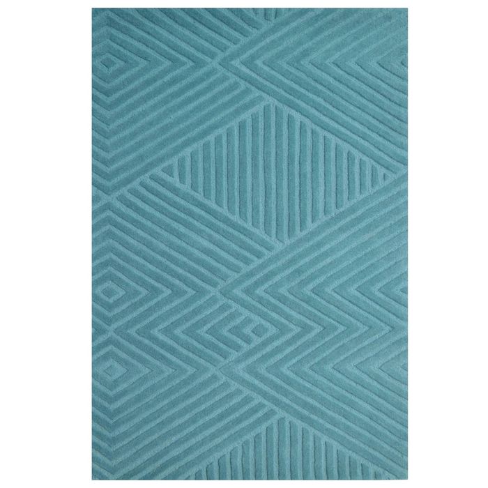 Contemporary Modern Wool Rug-Illusion 6392-Teal Blue-160x230cm