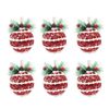 Catzon 6 Pcs Christmas Ball Ornaments 8CM with Pine Cones and Greenery for Xmas Party-Set 2