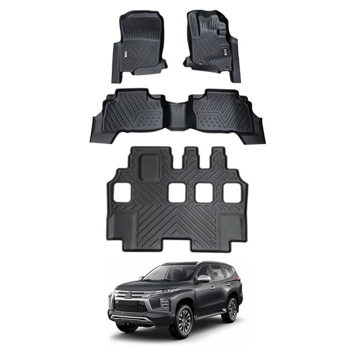AUSGO 3-Row Set Car Floor Mats for Mitsubishi Pajero Sport 7-Seat 2015-Onwards Floor Liners