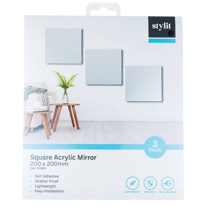 Edge 200 x 200mm Square Acrylic Mirror