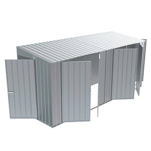 Build-a-Shed 1.5 x 4.5 x 2.0m Tunnel Shed Tunnel Hinged Door Plus Dual Double Hinged Side Door - Zinc