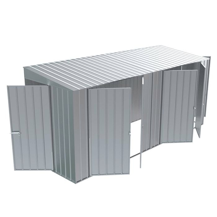 Build-a-Shed 1.5 x 4.5 x 2.0m Tunnel Shed Tunnel Hinged Door Plus Dual Double Hinged Side Door - Zinc