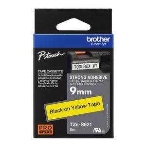Brother 9mm Black on Yellow TZe-S621 Labelling Tape