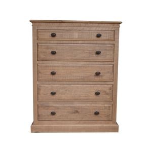 Jade Tallboy 5 Chest of Drawers Bed Storage Cabinet Stand - Natural