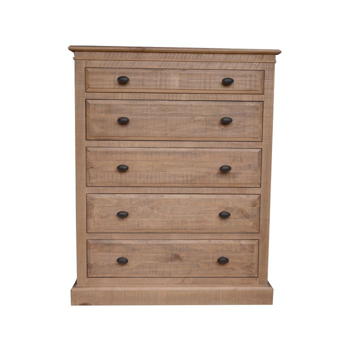 Jade Tallboy 5 Chest of Drawers Bed Storage Cabinet Stand - Natural