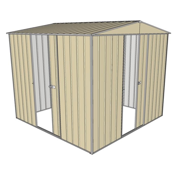 Build-a-Shed 2.3 x 2.3 x 2.3m Front Gable Two Single Sliding Door Shed - Cream