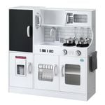 Keezi Kids Wooden Pretend Kitchen Play Set Ice Cup Oven Blackboard 80CM White