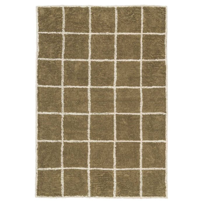 Loopsie-230cm X 160cm-zanzibar Green Grid Cotton Rug