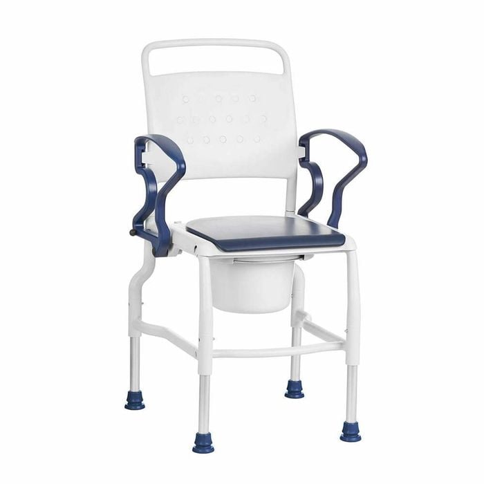 Bedside Commode Chair - Swing Armrests & Non-slip Feet, 130kg Capacity - Blue
