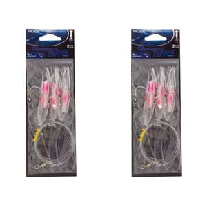 2x Wilson Rigged to Jig Rig 3 Hook Squid Style Jig Fully UV Active - Colour #2
