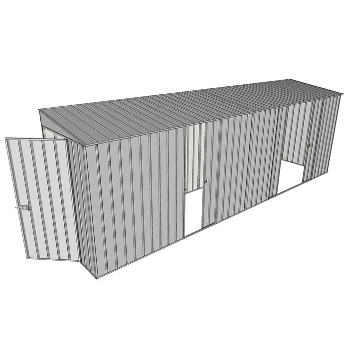 Build-A-Shed 1.2 x 6.0 x 2.0m Tunnel Shed Tunnel Hinged Door with 3 Sliding Side Doors - Zinc