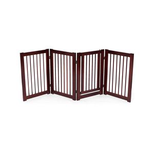 Costway 4-panel Safety Fence Folding Puppy Gate Brown