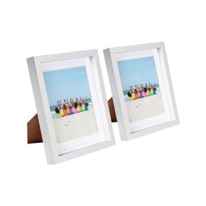 Nicola Spring 8" x 10" White 3D Box Photo Frames - 5" x 7" Mount - Pack of 2