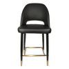 Durafurn 650mm High Black Vinyl Semifreddo Counter Stool with Black Metal Legs