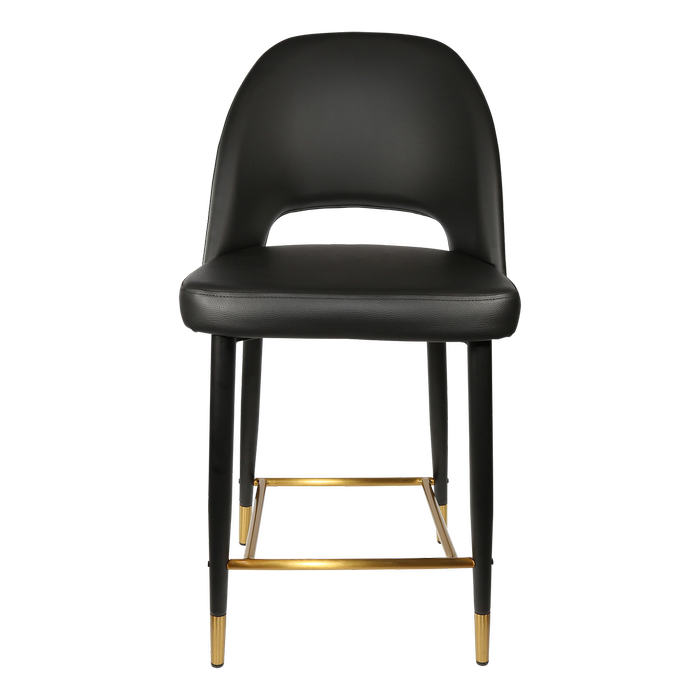 Durafurn 650mm High Black Vinyl Semifreddo Counter Stool with Black Metal Legs