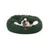 Charlie's Hooded Faux Fur Calming Donut Dog Bed Eden Green - Large