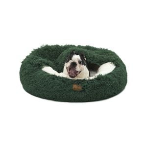 Charlie's Hooded Faux Fur Calming Donut Dog Bed Eden Green - Large