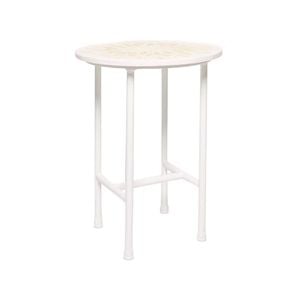 Rayell Marble Side Table Printed Kaleidoscope Tan Marble/White Legs 40x50cm